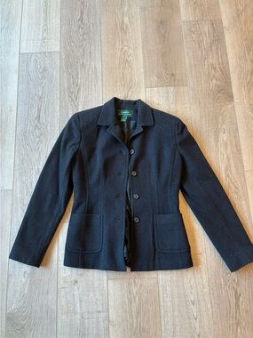 Ralph Lauren Women’s black wool blend blazer size 4 minimalist